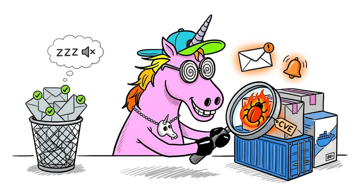 Illustration Geekeries d'un script de veille serveur Linux et Docker filtrant le bruit pour détecter les mises à jour de sécurité CVE